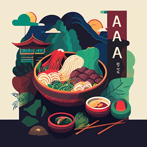 vector art, fun, colorful, taiwanese food