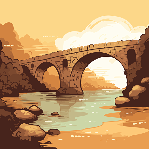 a roman bridge in 2D vector art.