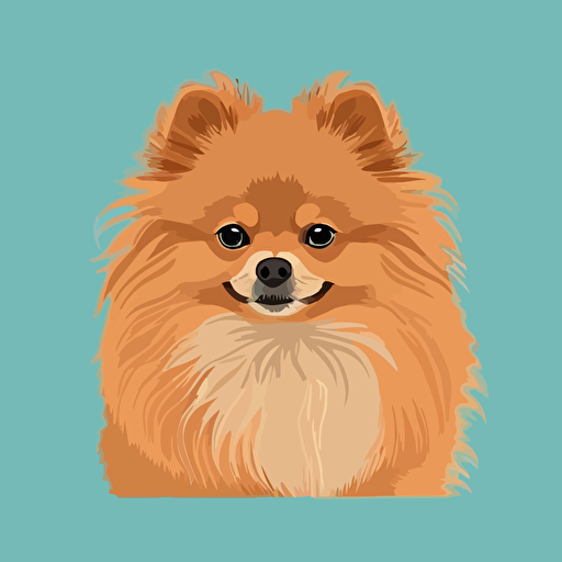 Pomeranian dog illustrator vector art flat colour simple solid background