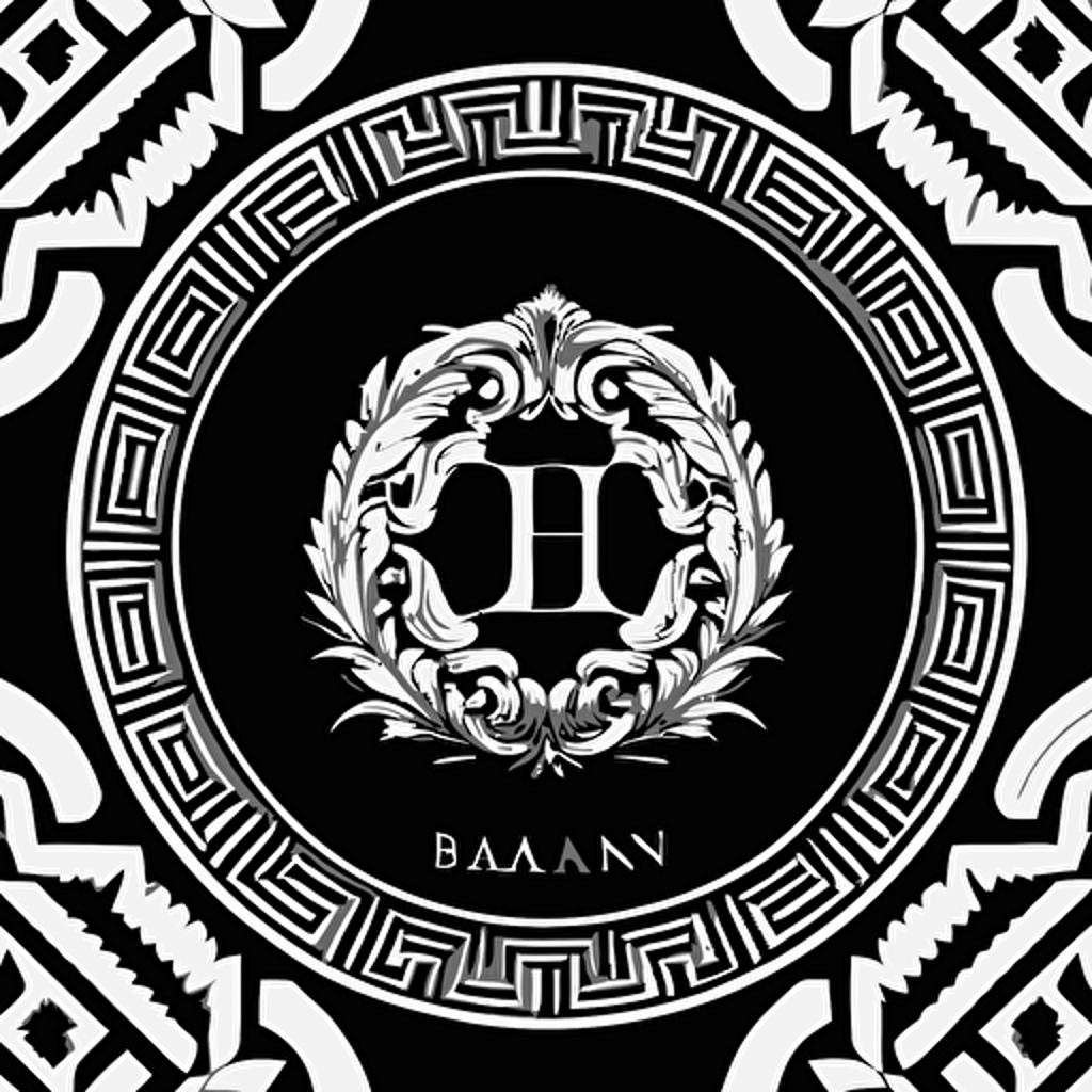 balmain logo SEAMLESS patten black and white vector diaognal repeat no space in between motif