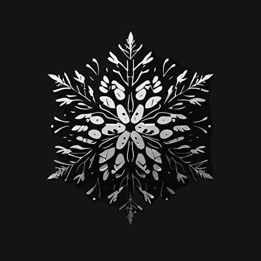 snowflake looks like an apple, minimalistic logo , black and white, linear, vector