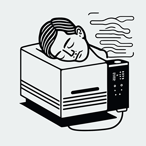 simple line drawing vector image of someone sleeping with a humidifier on