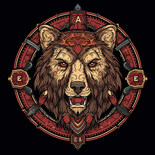 the clan of the bear logo art concept vectorized, hight detailed, indian decor