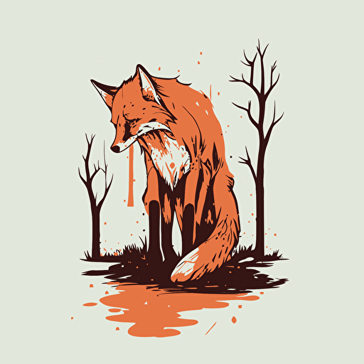 sad fox, vector image