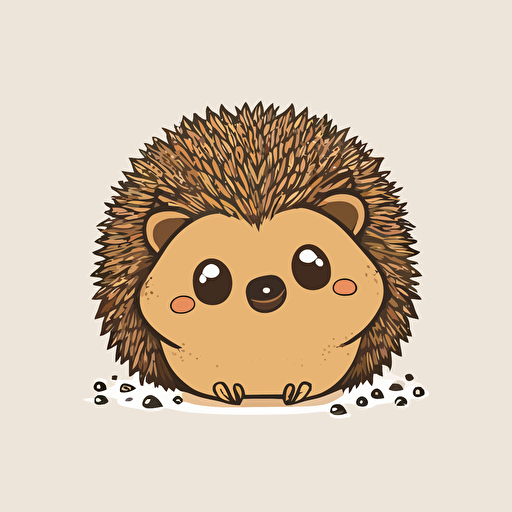 cute hedgehog with happy facial expression kawaii style, vector, simple, high-quality