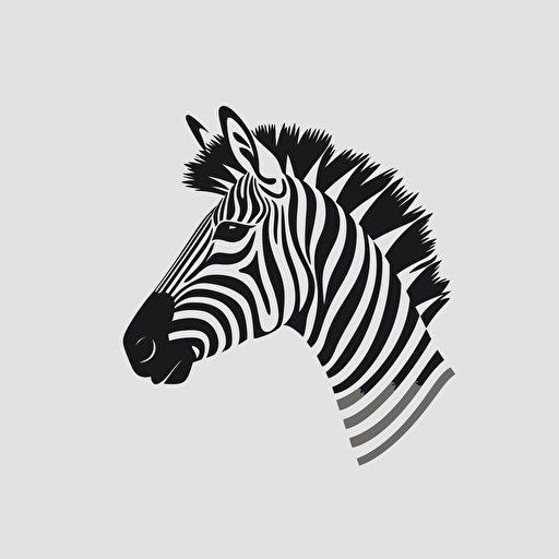 Zebra, vector illustration style, Black and white color, flat design, minimalist logo, minimalist icon, flat icon, adobe illustrator, cute, Simple