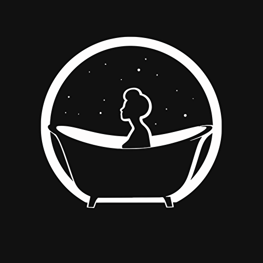 a silhouette logo of a person in a bathtub, simple, vector