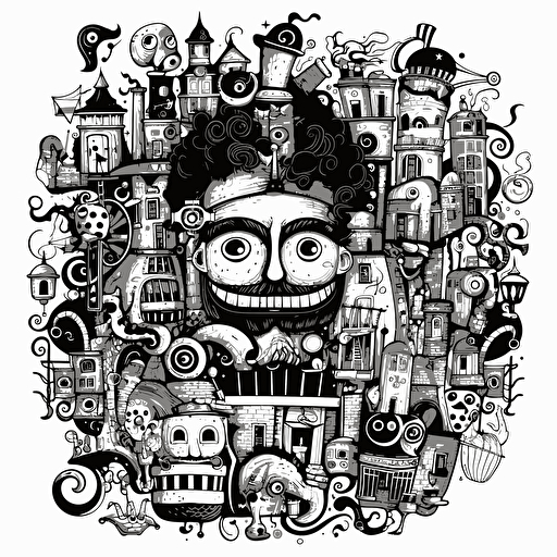 homelander doodle vector ilustration black an white