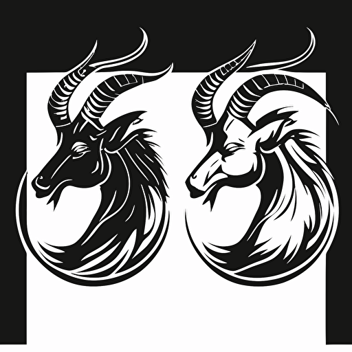 set of black and white capricorn logo for vectors, white background