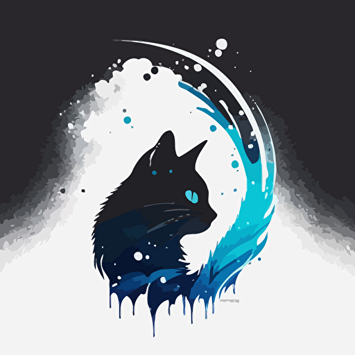 winter cat in minimal logo design, vector art, abstract