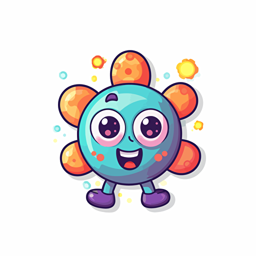 neural cartoon atom sticker vector art