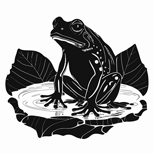 iconic logo of a frog sitting on a Lilly pad, black vector, on white background