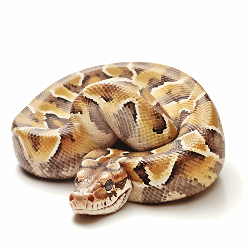 standing Ball Python reptiles looking straight in the camera, white bg, vector