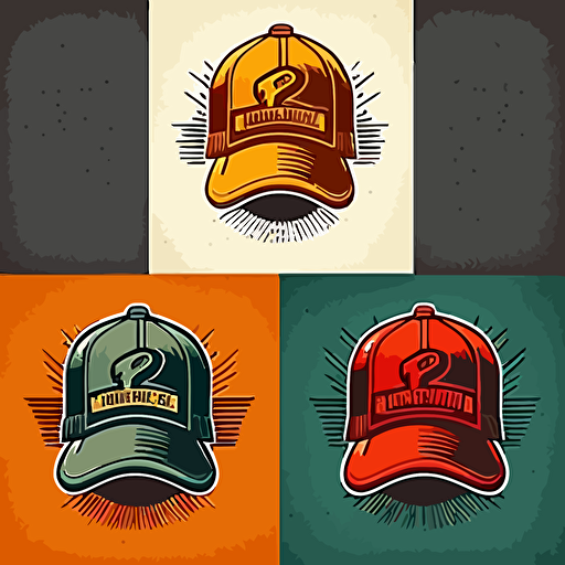 logo, variations, lightbulb wearing a trucker hat, flat, vector