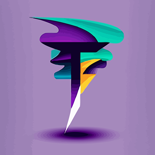 a minimalist vector logo tornado in form of the letter T, simple shapes, modern, colors : shade of 5 colors purple, flat style, vector