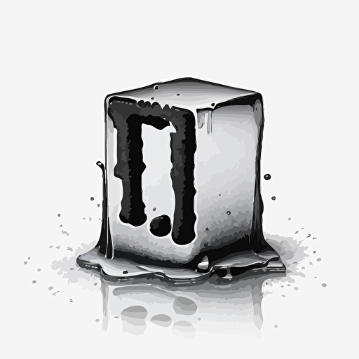 single layer logo of a melting ice cube in the shape of “Letter I” black vector white background
