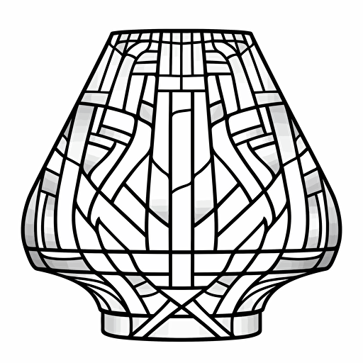 simple vector drawing outline of a modern geometirc lamp shade. stained glass pattern.