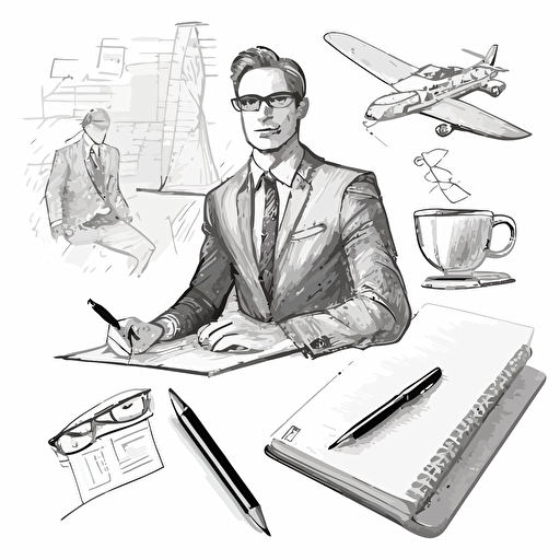 pencil sketches business illustration vectors, white background