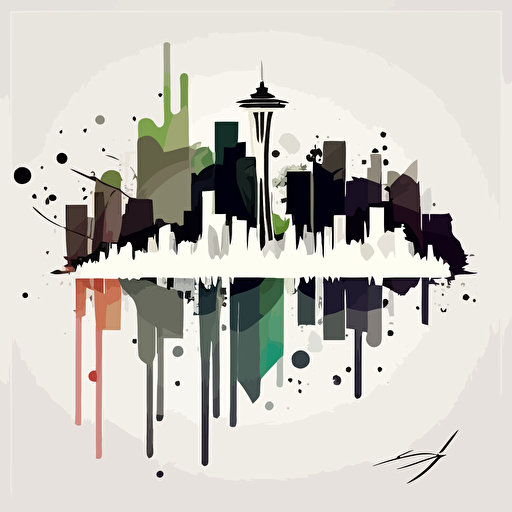 Vector illustration, modern, abstract of Seattle Skyline on the white back ground