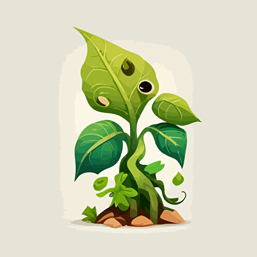 cartoon plant, vector, white background