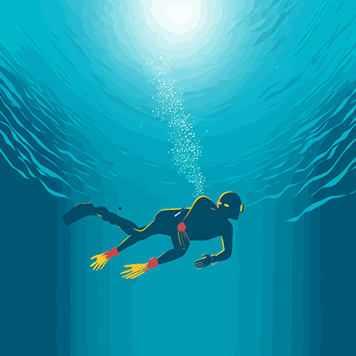 underwater swimming horizontally scuba diver vector image