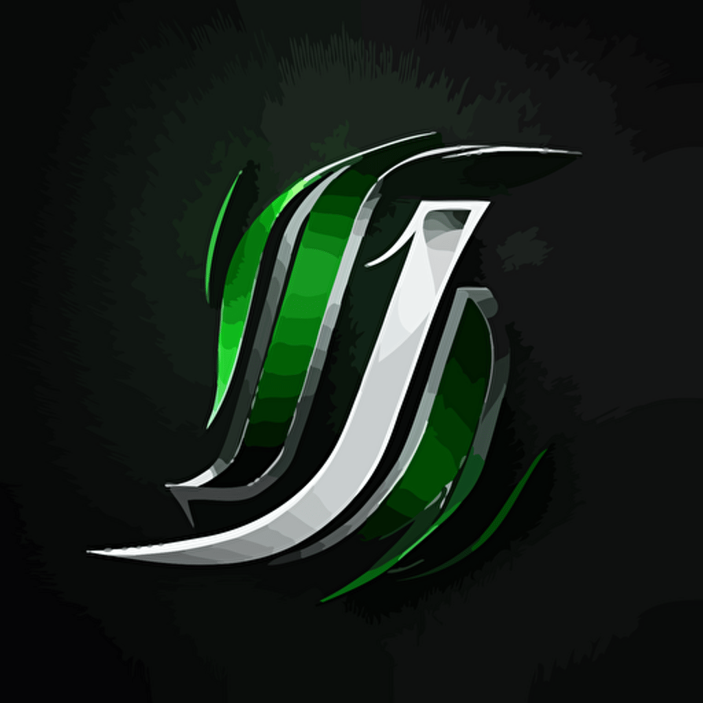 Simple J1, logo, vector, letter J, number 1, mascot, white and green, dark background, award-winning, dribbble, behance