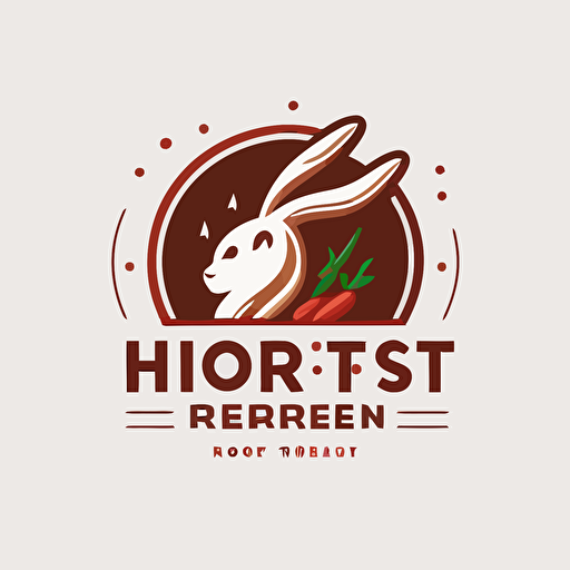 rabbit logo design, for chinese hot pot restaurant, vector logo, minimal, modern, cute,chili pepper,clean,white background