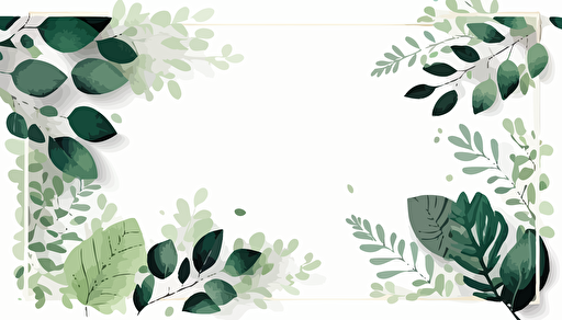 delicate green leaves pattern frame white background vector art adobe illsutrator minimalist