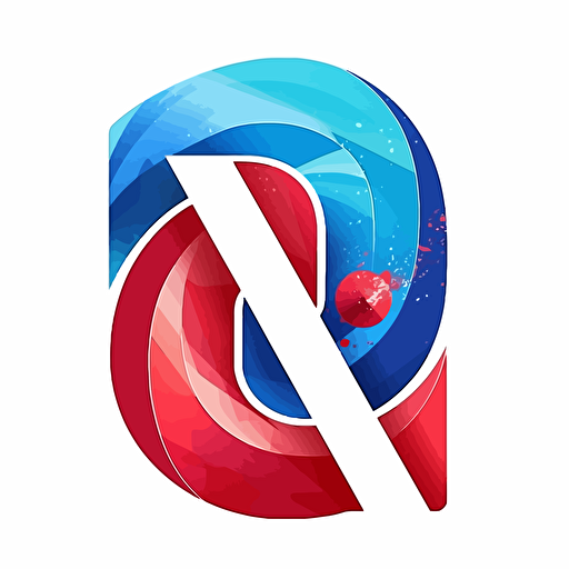 logo with the letter N above and the letter G below the letter N, using 2 colors red and blue , vector art