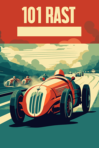 poster art, racing sport event from 1940's, minimalistic vector style,