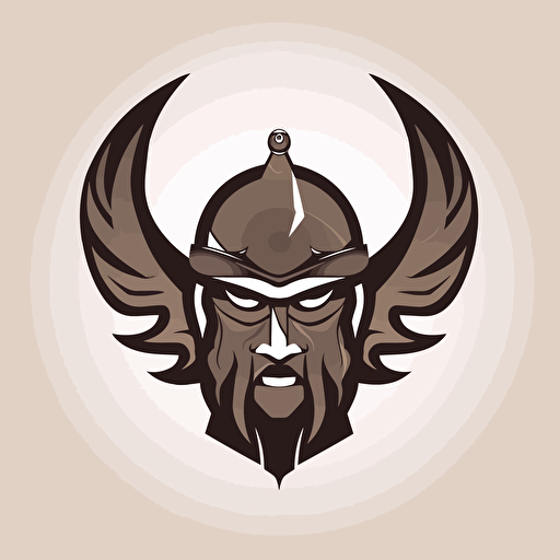vector fitness logo gladiator viking helmet with horns, no hair, no face, with winged warrior wings in background