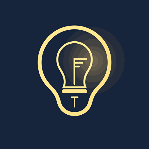 very simple basic no detail line drawing vector solid sleek and modern logo for TideLight using the initials "TL" combined creatively, representing both the ocean and LED technology. ripple is around the base of the bulb and the logo letter is in the bulb blue and golden yellow. keep it very simple