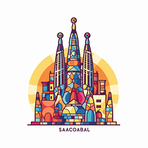 mosaic sagrada familia vector logo colorful simple