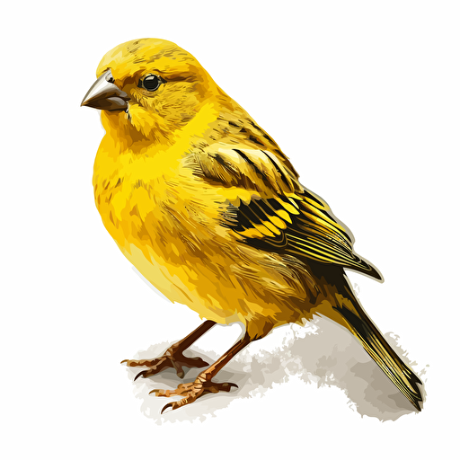 Canary bird looking straight in the camera, white bg, vector