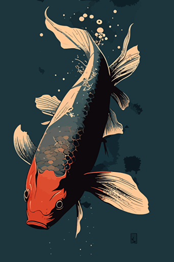 carp koi, vector illustration, minimalist,