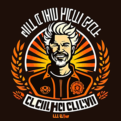 modern vector style simple logo for cycling club from hell with guy fieri, european poster style high quality, svg, vecctor art