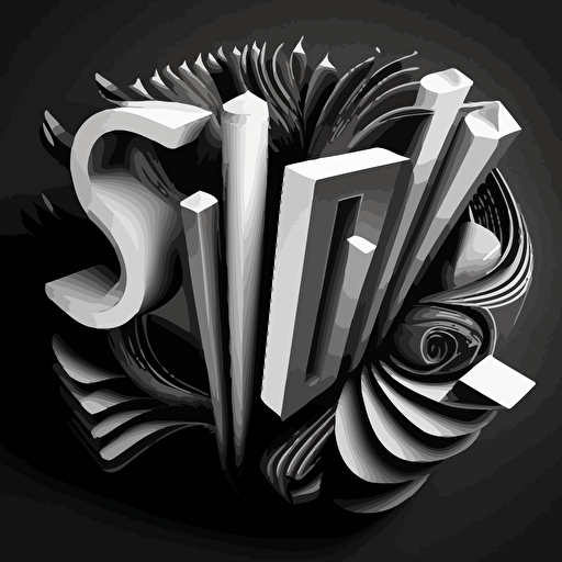 vector 2D logos of pencil::Computer, the letters "GP", black and white, ultra modern, playful