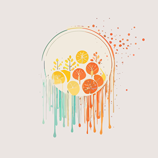 circle logo, clean logo, waterfall, lemons, grapefruits, 4h, hd, vectoriel, ultra minimalist