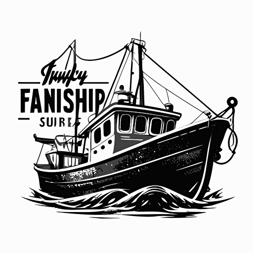 fishing ship logo, simple vector, front