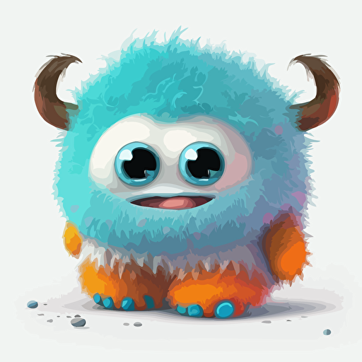 A gorgeus baby fur monster, capricious, ukranian colors, white background, vector art , pixar style