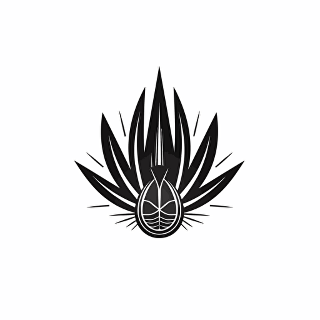 symmetrical logo of a cactus, vector illustration, minimal, black and white