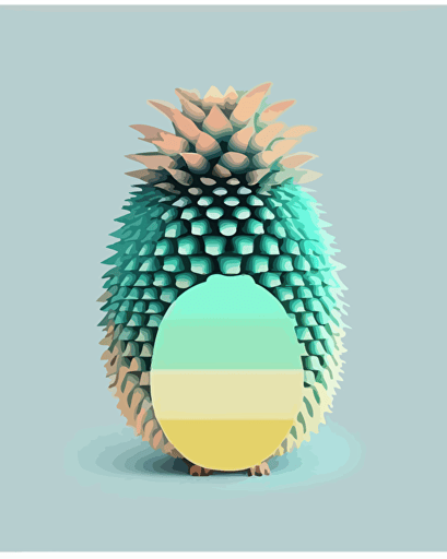 hedgehog ananas hybrid, minimalistic, retro aesthetics, vector image, sticker, pastel pantone colors, white background