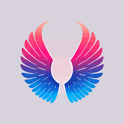 flat vector logo of circle, the simple wings inside, blue pink gradient, simple minimal, by Ivan Chermayeff