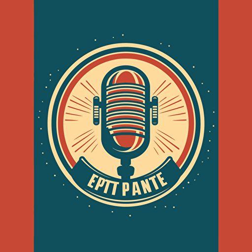 podcast logo, vector, simple, retro