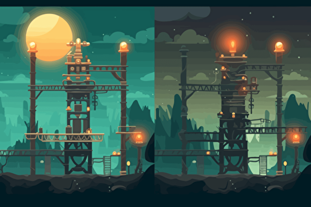 Design a game background, power elements, 2D vector style