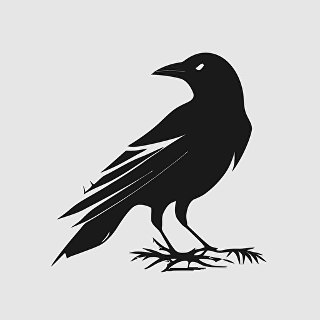 iconic logo, crow, minimalist, black vector on white background