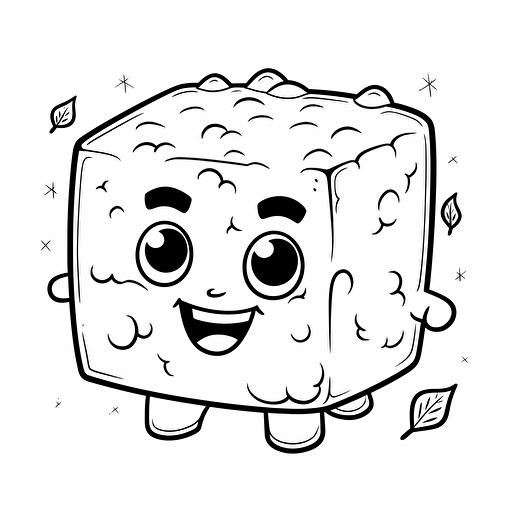 coloring page vector of a cartoon tofu smiling