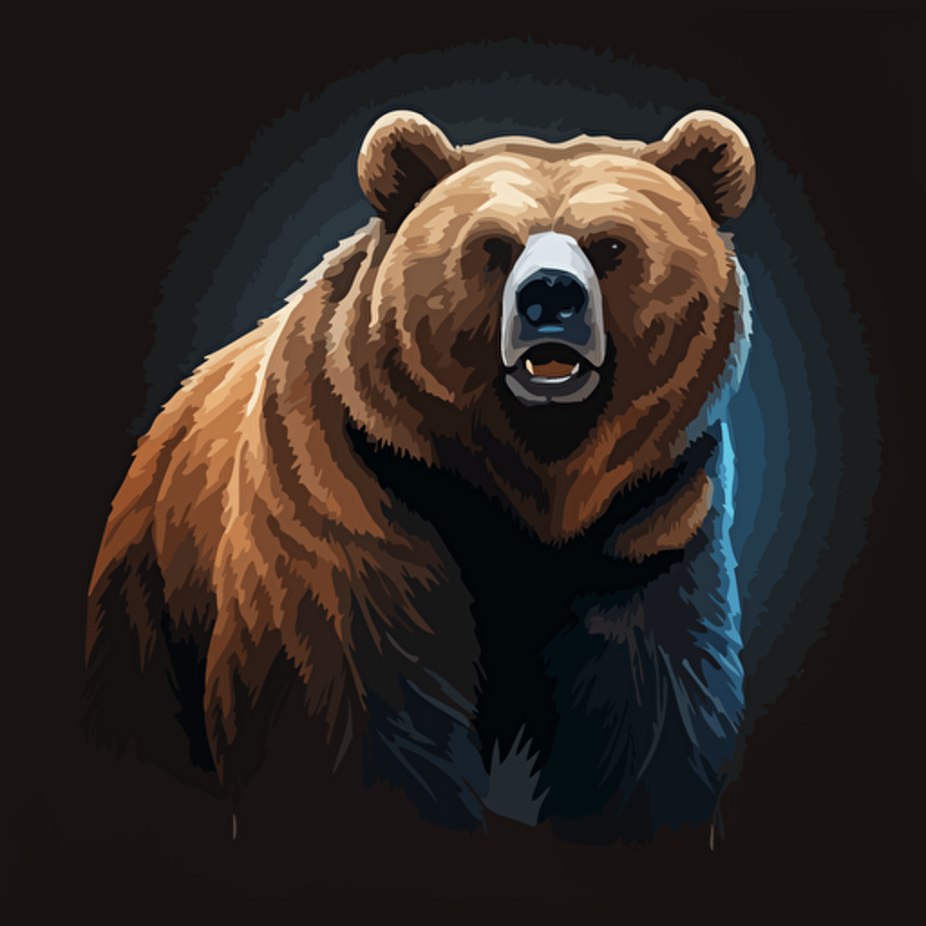 Big bear, facing forward, large teeth and claws, vector art