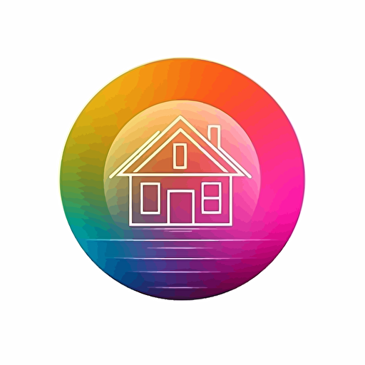 logo, house in changing light spectrum, minimalistic, vector. On white background