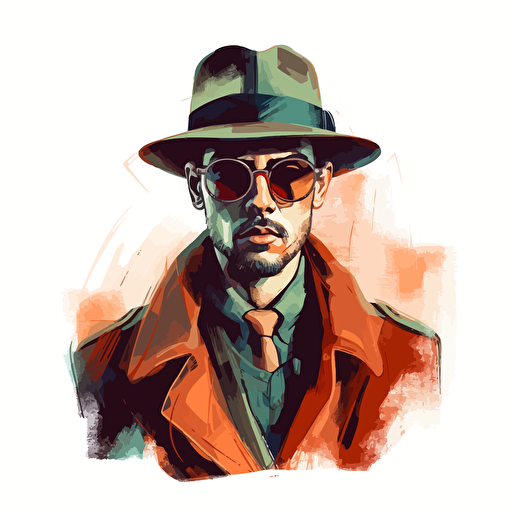 man with glasses using hat and coat, vector ilustration